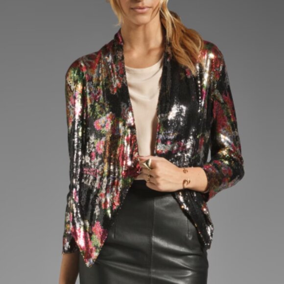 🌸 Lovers + Friends “At First Sight” Floral Sequin Jacket | NWT - Picture 1 of 7